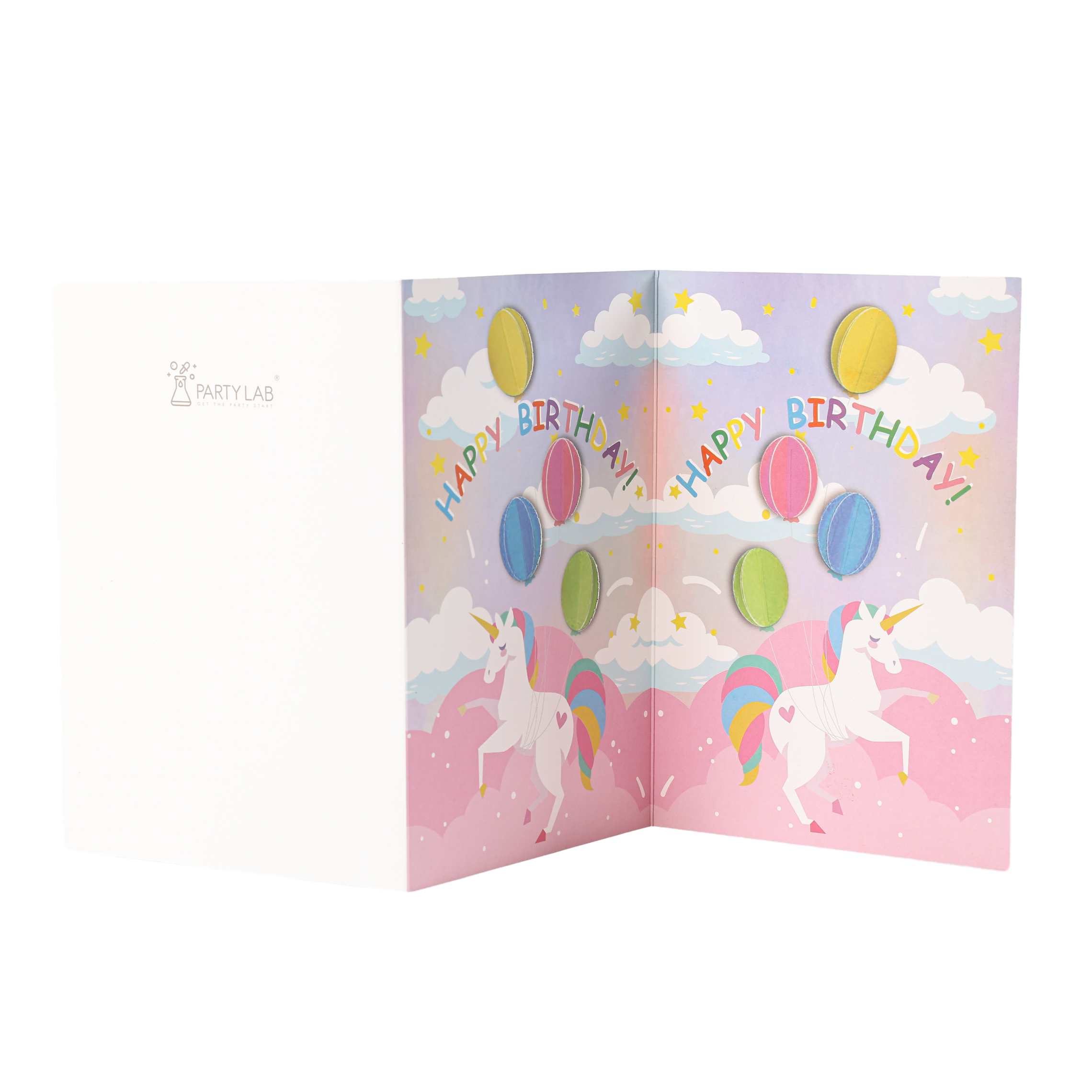 Unicorn balloon birthday card BA004